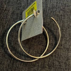 3” silver colored hoops earrings